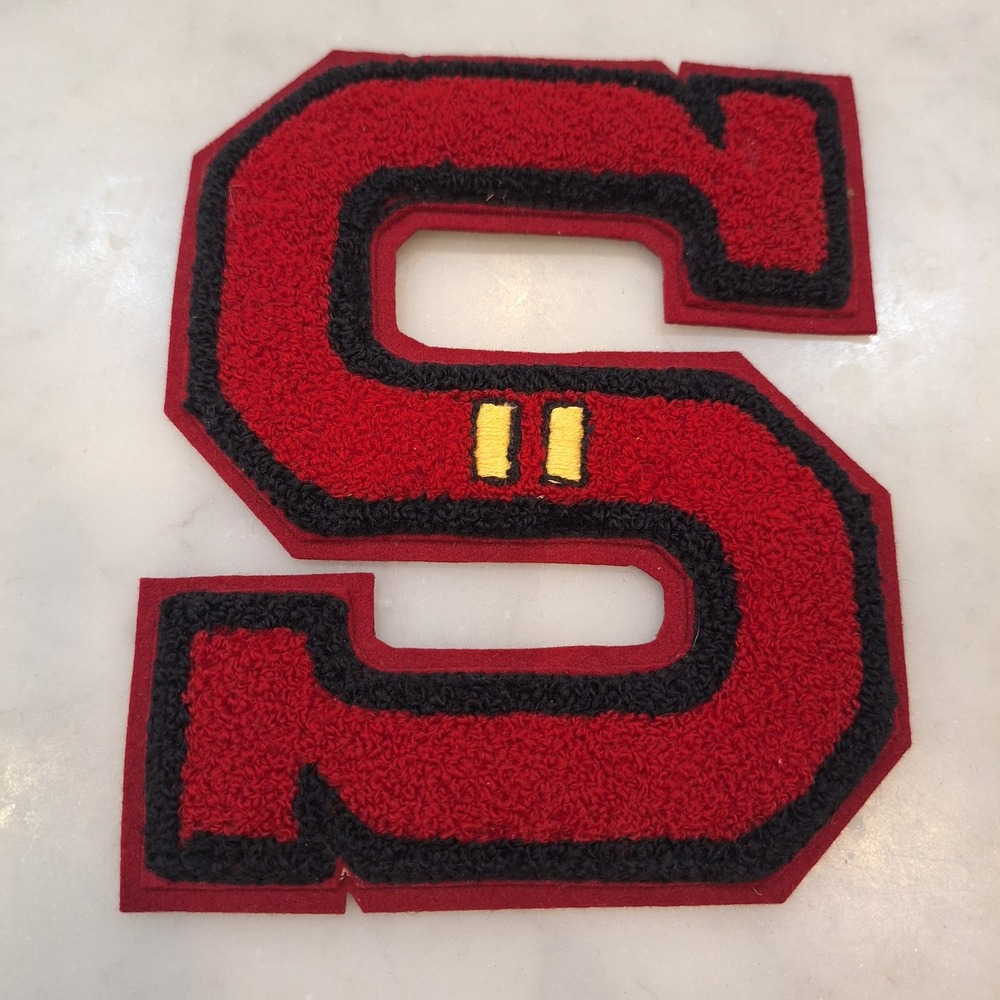 Vintage Lowe & Campbell Varsity Letter Patch Unisex OS Red Chenille S Sew On DIY